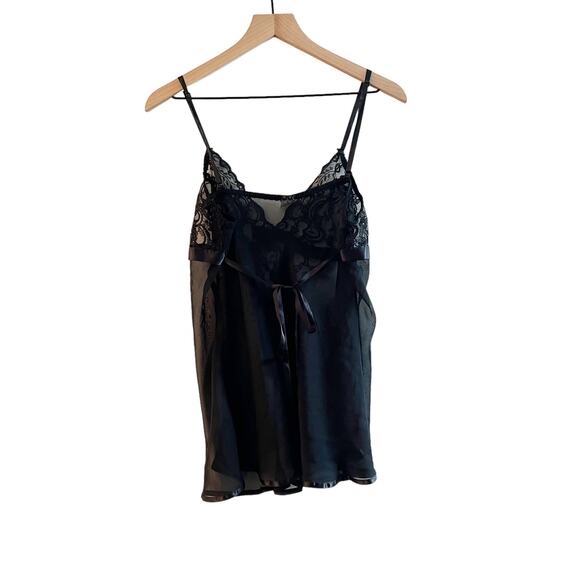 Vintage Movie Star Inc Black Lingerie Teddy Slip Medium - Picture 3 of 7